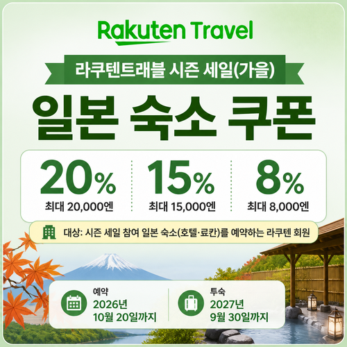 라쿠텐트래블 시즌 세일 일본 숙소 쿠폰