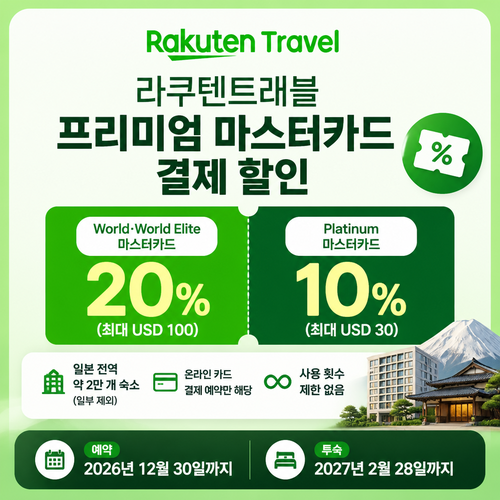 라쿠텐트래블 프리미엄 마스터카드 결제 할인 쿠폰