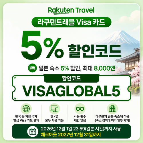 라쿠텐트래블 Visa 카드 5% 할인코드